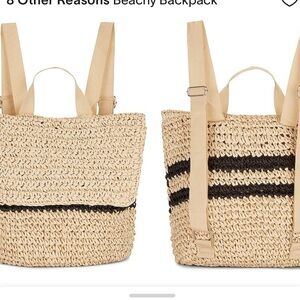 REVOLVE 8 Other Reasons Natural Beige Woven Backpack with Black Stripe